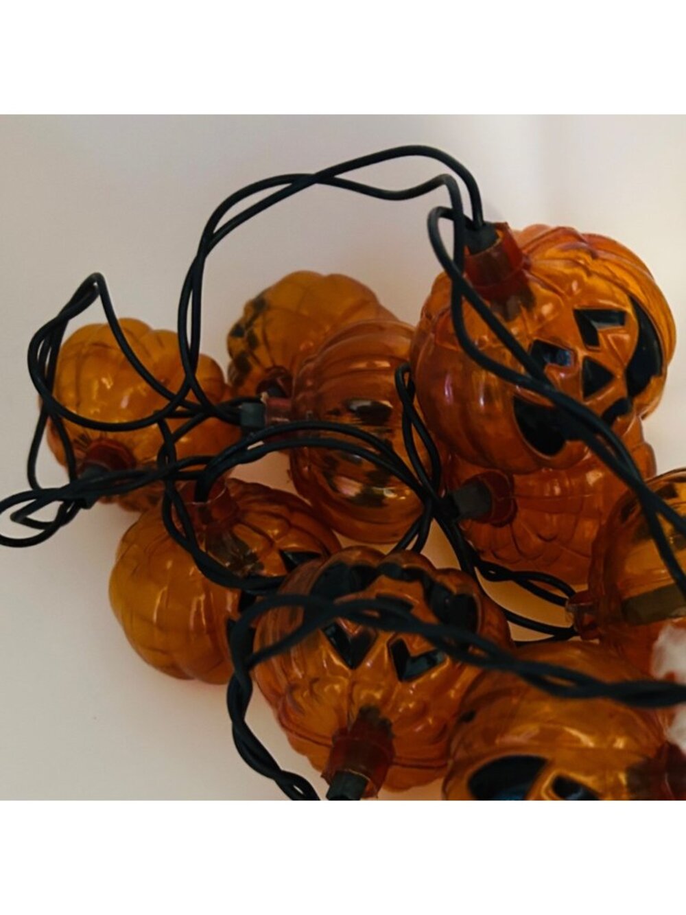 Halloween Pumpkin String Lights 6 Ft Clear Orange Plastic Jack O Lantern Decor - Picture 2 of 10